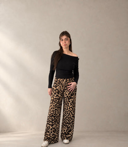 Palazzo animal print camel