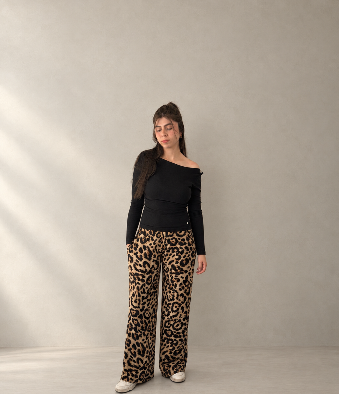 Palazzo animal print camel