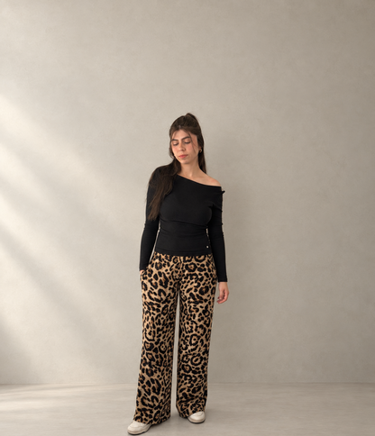 Palazzo animal print camel